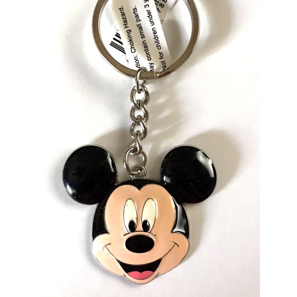 Disney Parks Icon Mickey Face Sculped Domed Metal Keychain  New